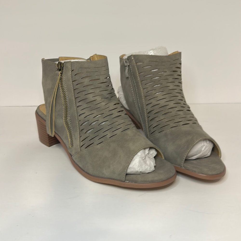 Torrid Grey Faux Suede Woven Block Heel Bootie